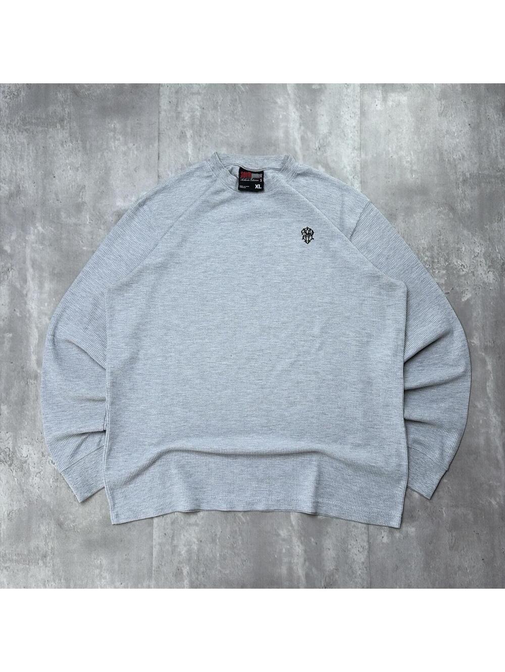 Y2K Grey Southpole Grunge Skater Long Sleeve Thermal Shirt